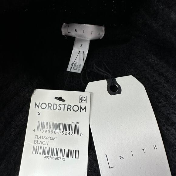 Leith Ribbed Turtle Neck Drop Shoulder Sweater Black Women Small NWT Boxy - Picture 2 of 8